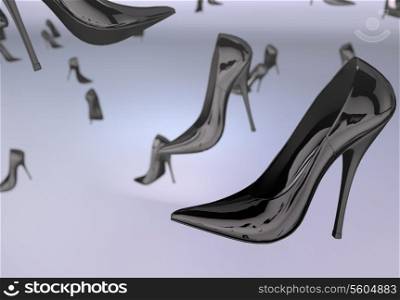 Rain of the polish black high-heel shoes