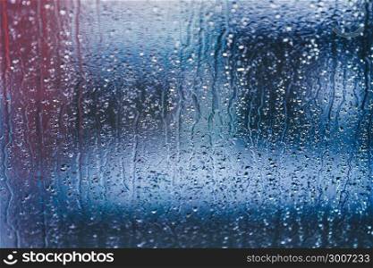 rain on glass. Rain drops on window