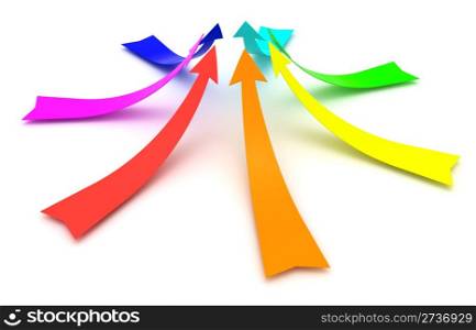 Rainbow arrows isolated on the white background
