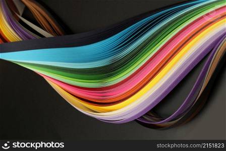 Rainbow color strip wave paper. Abstract texture horizontal long background.