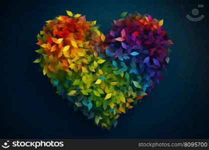 Rainbow colored heart. Decoration flower. Generate Ai. Rainbow colored heart. Generate Ai