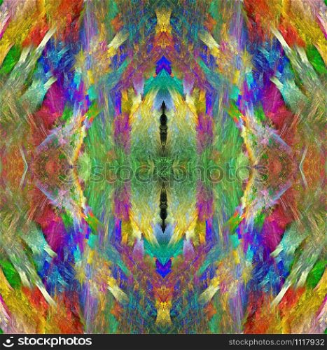 Rainbow crystal texture. Bright multicolored textural background. Fractal abstraction. Symmetrical seamless pattern. Rainbow crystal texture. Bright multicolored background. Fractal abstraction. Symmetrical seamless pattern