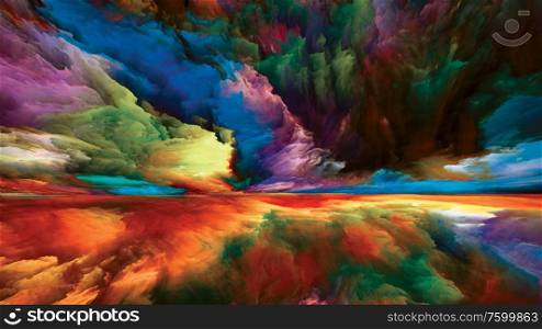 Rainbow Enlightenment. Escape to Reality series. Creative arrangement of surreal sunset sunrise colors and textures for projects on landscape painting, imagination, creativity and art