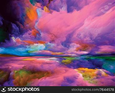 Rainbow Enlightenment. Escape to Reality series. Creative arrangement of surreal sunset sunrise colors and textures for projects on landscape painting, imagination, creativity and art