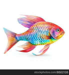 Rainbow Fish Isolated on White Background. Generative ai. High quality illustration. Rainbow Fish Isolated on White Background. Generative ai