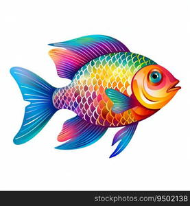 Rainbow Fish Isolated on White Background. Generative ai. High quality illustration. Rainbow Fish Isolated on White Background. Generative ai