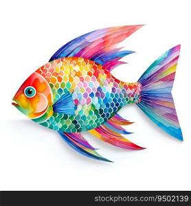Rainbow Fish Isolated on White Background. Generative ai. High quality illustration. Rainbow Fish Isolated on White Background. Generative ai