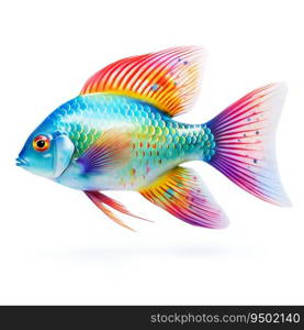 Rainbow Fish Isolated on White Background. Generative ai. High quality illustration. Rainbow Fish Isolated on White Background. Generative ai