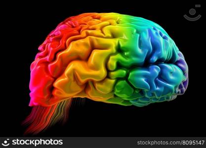 Rainbow human brain. Explosion paint. Generate Ai. Rainbow human brain. Generate Ai