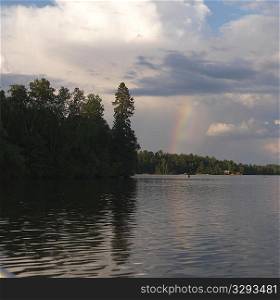 Rainbow in the sky over Lake of the Woods, Ontario