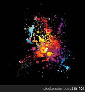 Rainbow ink splat with abstract bright colors with black background