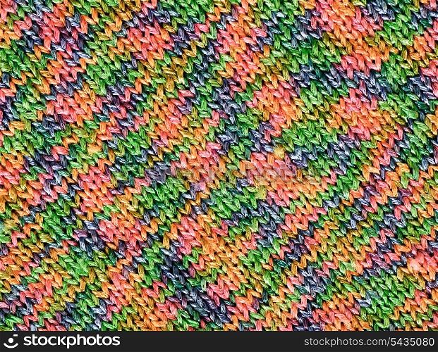 Rainbow knited texture close up