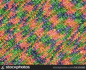 Rainbow knited texture close up