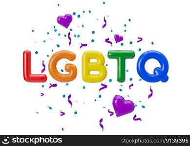 Rainbow LGBTQ letters isolated on white background. LGBT community, include lesbians, gays, bisexuals and transgender people. Alternative love. Diversity, homosexuality, equal marriage. 3D rendering. Rainbow LGBTQ letters isolated on white background. LGBT community, include lesbians, gays, bisexuals and transgender people. Alternative love. Diversity, homosexuality, equal marriage. 3D rendering.