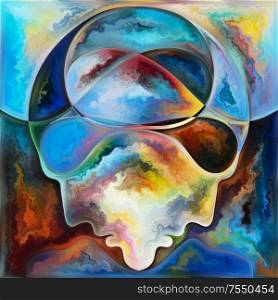 Rainbow Mind. Colors In Us series. Background design of human silhouettes, art textures and colors interplay on the subject of life, drama, poetry and perception