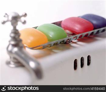 Rainbow of Glycerin Soaps and Faucet