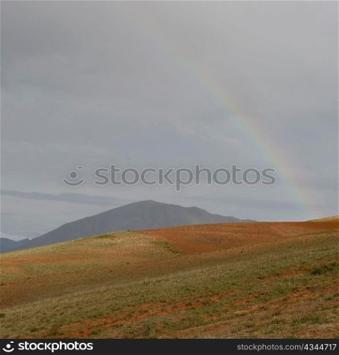 Rainbow over a landscape, Sacred Valley, Cusco Region, Peru
