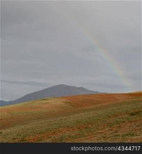 Rainbow over a landscape, Sacred Valley, Cusco Region, Peru