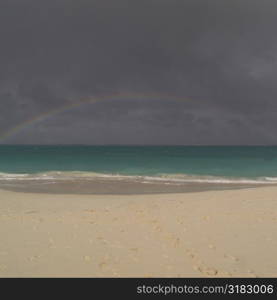 Rainbow over ocean at Parrot Cay