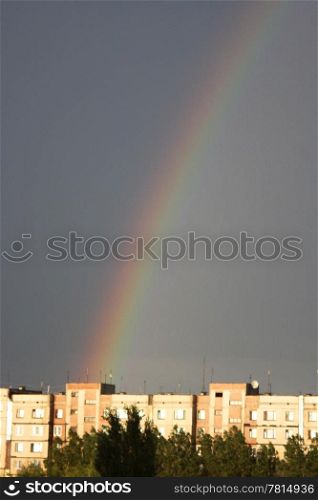 Rainbow over the city, background