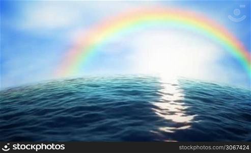 Rainbow over the ocean (seamless loop)