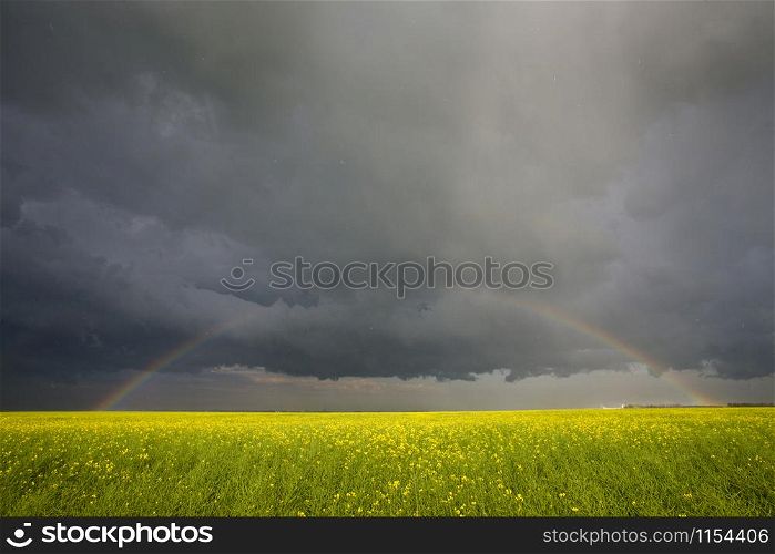 Rainbow Storm Clouds Canada Saskatchewan Dramatic Summer
