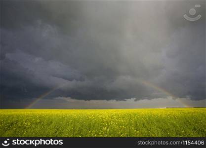 Rainbow Storm Clouds Canada Saskatchewan Dramatic Summer