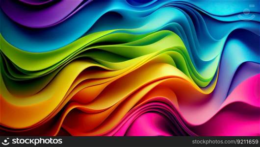 Rainbow Wavy Satin Background - 3D background. Rainbow Wavy Satin Background