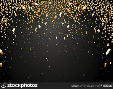 raining gold confetti isolated on black, party background concept with copy space for award