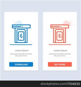 Rainy, Cloud, Door, Home Blue and Red Download and Buy Now web Widget Card Template