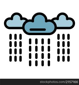 Rainy clouds depression icon. Outline rainy clouds depression vector icon color flat isolated. Rainy clouds depression icon color outline vector