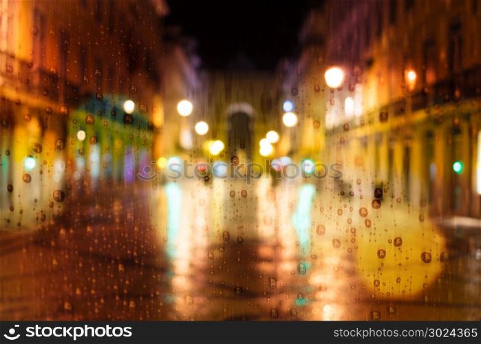 Rainy day in the city at night. Rainy day in the city at night, traffic car and city lights on the street