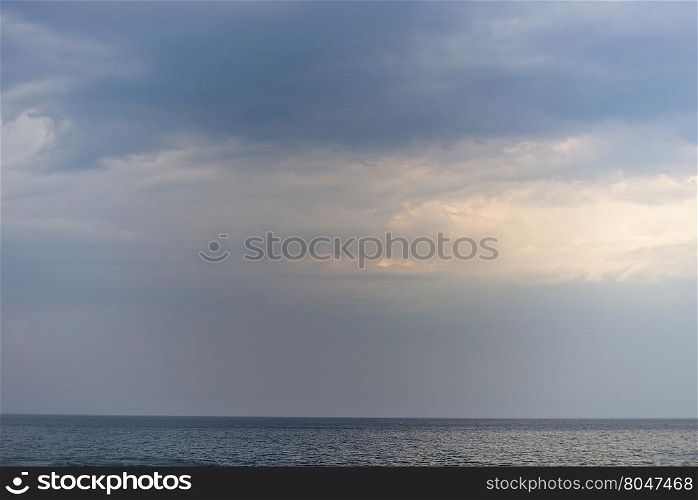 rainy sky and clouds over the sea