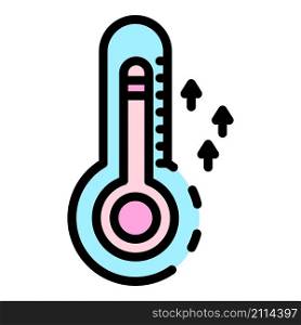 Raise temperature icon. Outline raise temperature vector icon color flat isolated. Raise temperature icon color outline vector