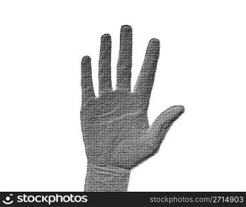 Raised Hand on White - Silver / Metalic hand gesture artwork.