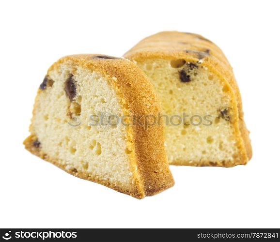 Raisin cake . Raisin cake isolated on white background.