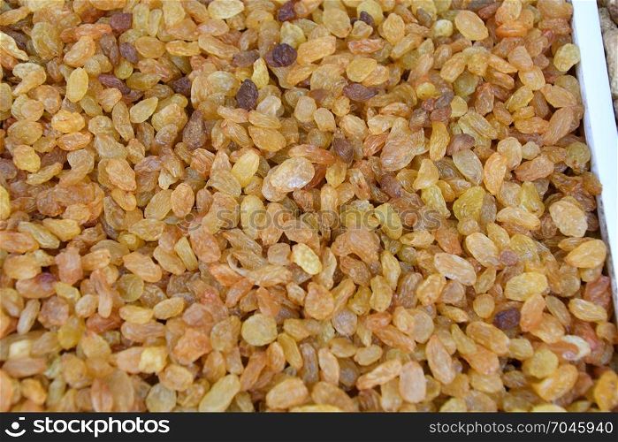 Raisins are different varieties for sale in the Bazaar