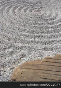 Raked sand in Japanese Garden, Toowoomba, Queensland, Australia