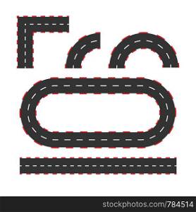 Rally races line track or road marking. Car or karting road racing vector background. Vector stock illustration.