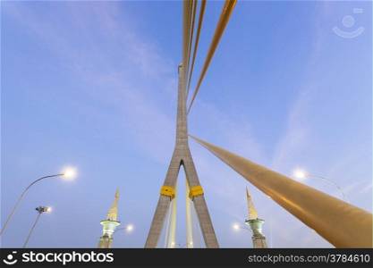 Rama VIII Bridge in the evening Clear and dark skies