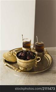 ramadan concept with dates tea