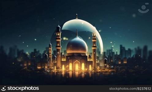 Ramadan holiday background. Illustration Generative AI