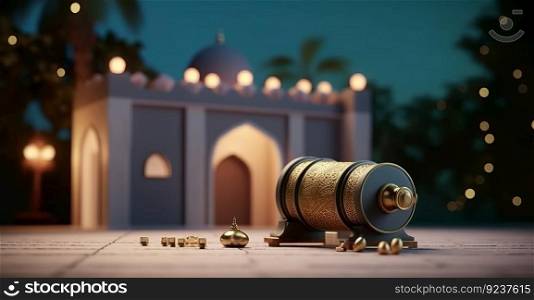 Ramadan holiday background. Illustration Generative AI