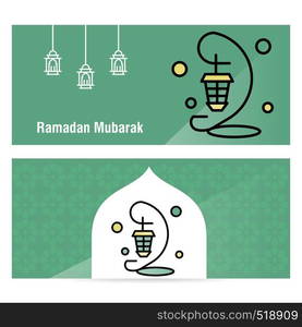 Ramadan Kareem concept banner with islamic patterns .