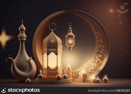 Ramadan Kareem Greeting Card Illustration AI Generative