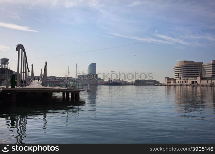 Rambla del Mar in Barcelona, Spain