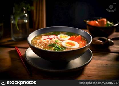Ramen Soup Product Photo. Generative AI. High quality illustration. Ramen Soup Product Photo. Generative AI