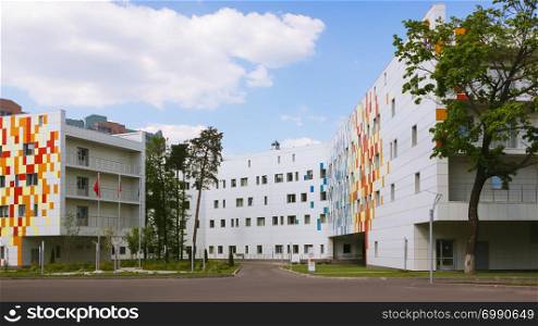 RAMENSKOYE, MOSCOW REGION, RUSSIA - MAY 13, 2018: Regional Center Of Motherhood and Childhood. View of the new building of the Regional Perinatal Center on the territory of the district hospital campus.