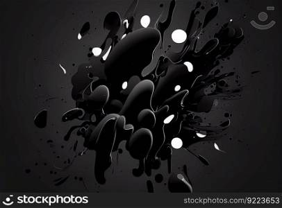 Random abstract liquid organic black irregular
illustration. AI generative.