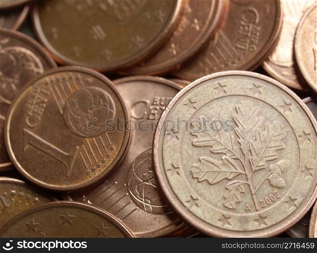 Range of Euro coins useful as a background. Euro coins background